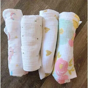 Baby‎ Girl Muslin Blanket set of 4 lightweight #3